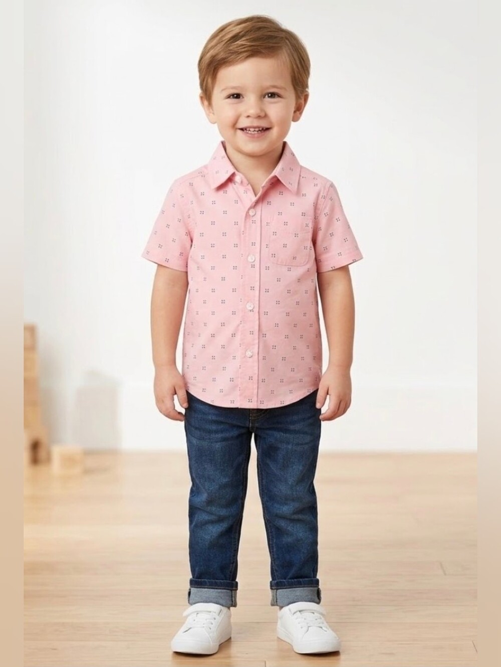 The Childrens Place Pink Button Up Down Polo Shirt Size 4 Xsmall XS 4t CP NWT